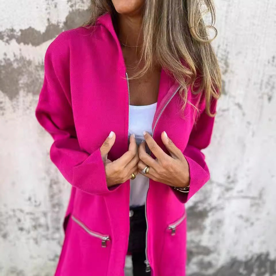 Damen lässiger Mantel mit Kapuze und asymmetrischem Schnitt EB