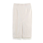 Damen eleganter Bleistiftrock mit transparentem Spitzenabschluss EB
