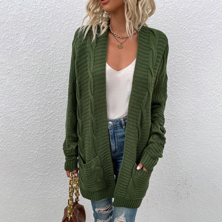 Damen Grober Strickcardigan mit offenem Schnitt und praktischen Taschen EB