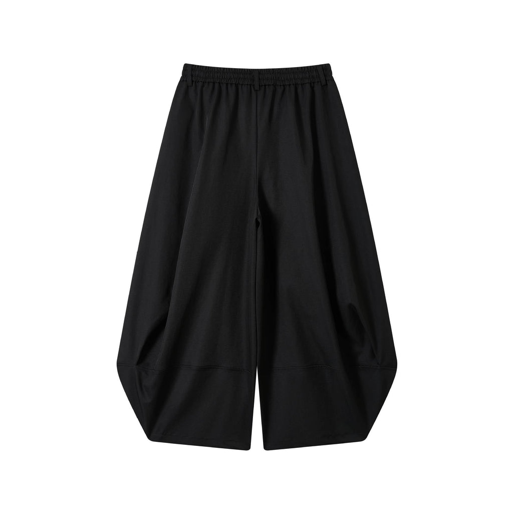 Weite Bermuda-Shorts mit hoher Taille, Falten und Kordelzug