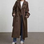 Damen eleganter und stylischer Trenchcoat mit taillierbarem Gürtel EB