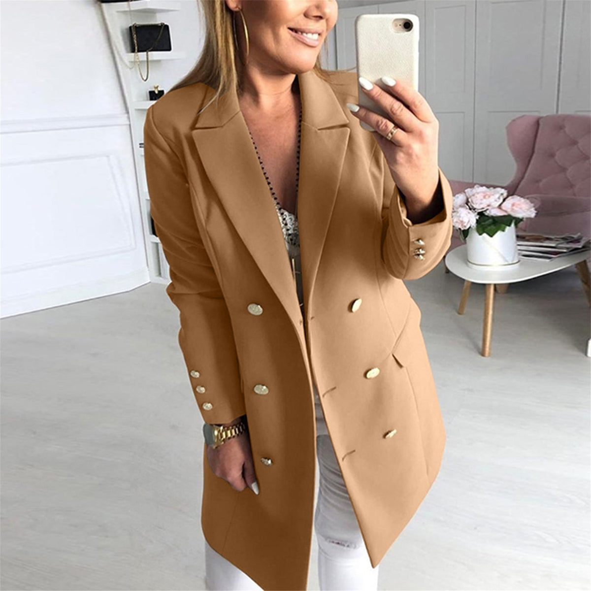Damen Blazer mit goldenen Knöpfen und elegantem Schnitt EB