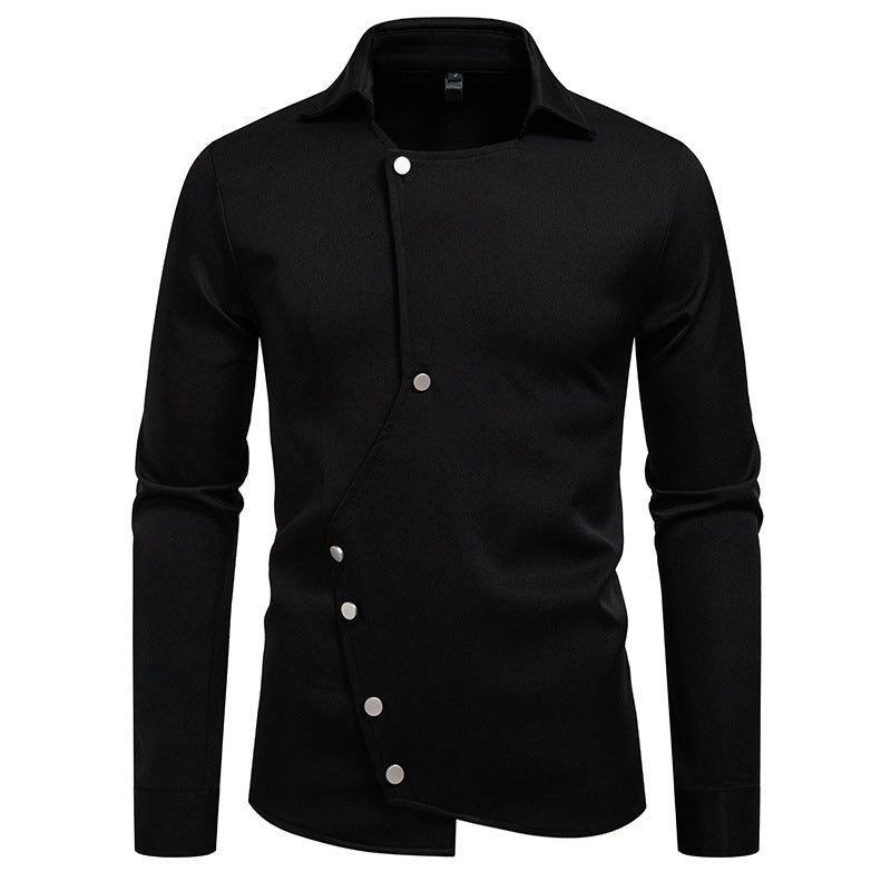 Herren Hemd mit asymmetrischem Knopfdesign und modernem Kragen EB