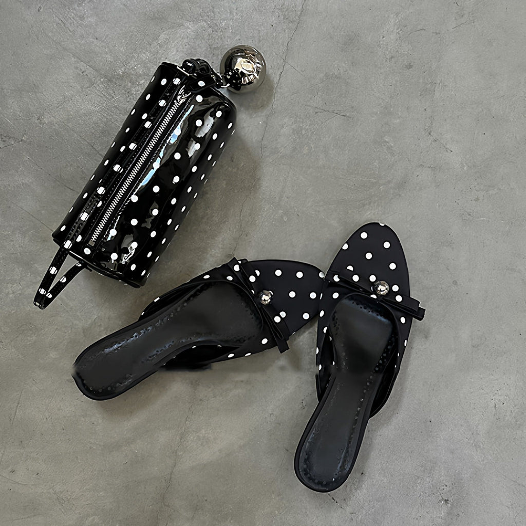 Damen Badeschuhe mit modischem Punkteüberwurf und raffiniertem Schleifendesign EB