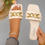 Damen Komfortable Sandalen mit funkelndem Kettenakzent EB
