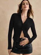 Damen Langarm-Bluse mit strukturiertem Design EB