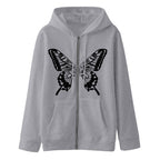 Damen Kapuzensweatjacke mit einzigartigem Schmetterlingsdruck EB