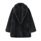 Damen Flauschiger Oversized-Kunstpelzmantel mit tiefem Revers EB