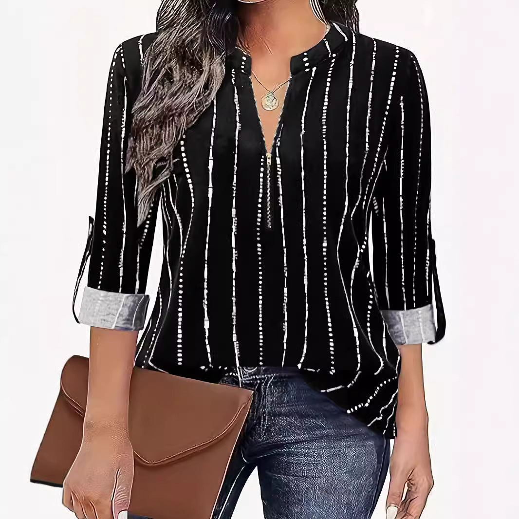Damen Casual Bluse mit stilvollem Streifenmuster EB