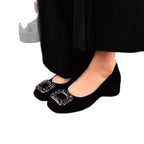 Damen elegante Ballerinas mit funkelndem Schließe-Detail EB