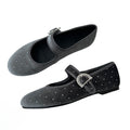 Damen Ballerina-Schuhe mit modischem Riemchen und funkelndem Schmuckdetail EB