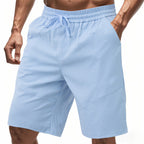 Herren nan knielange Leinenmix-Shorts mit elastischem Kordelzugbund und seitlichen Schubtaschen EB