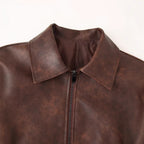 Damen cropped Kunstlederjacke mit stylischem Stehkragen und Reißverschlusstaschen EB