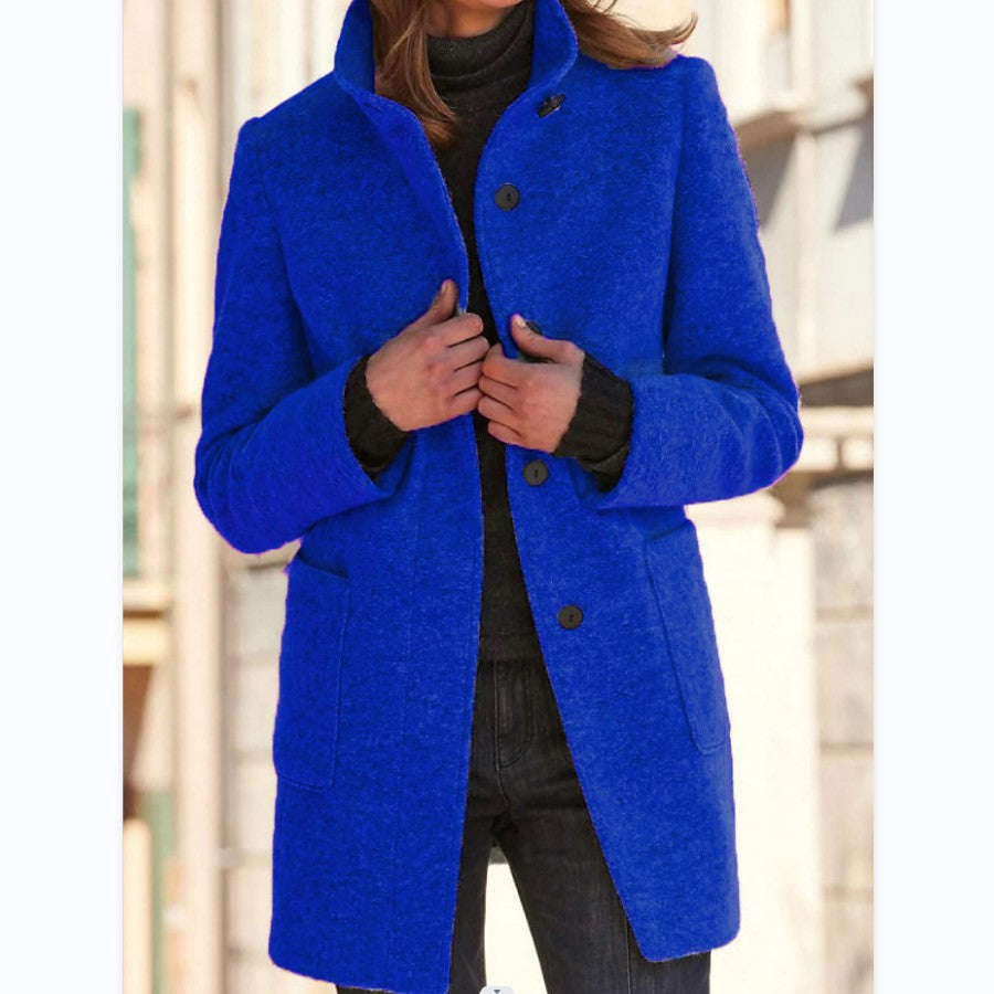 Damen hochwertige Wolljacke im klassischen Design mit großen Taschen EB