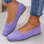 Damen Bequeme Ballerinas aus elastischem Strickmaterial mit flexibler Sohle EB