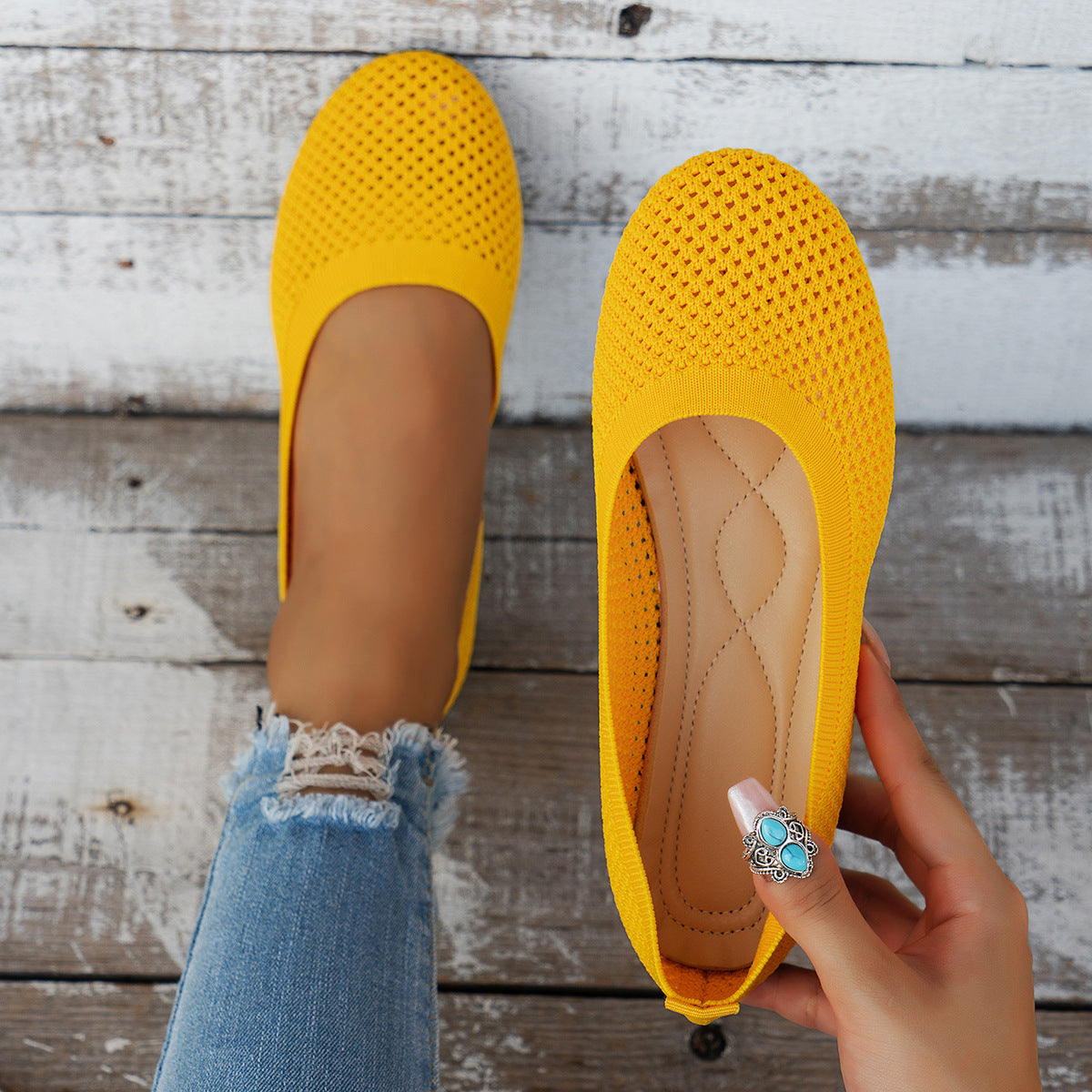Damen bequeme Slipper aus atmungsaktivem Netzmaterial mit rutschfester Sohle EB