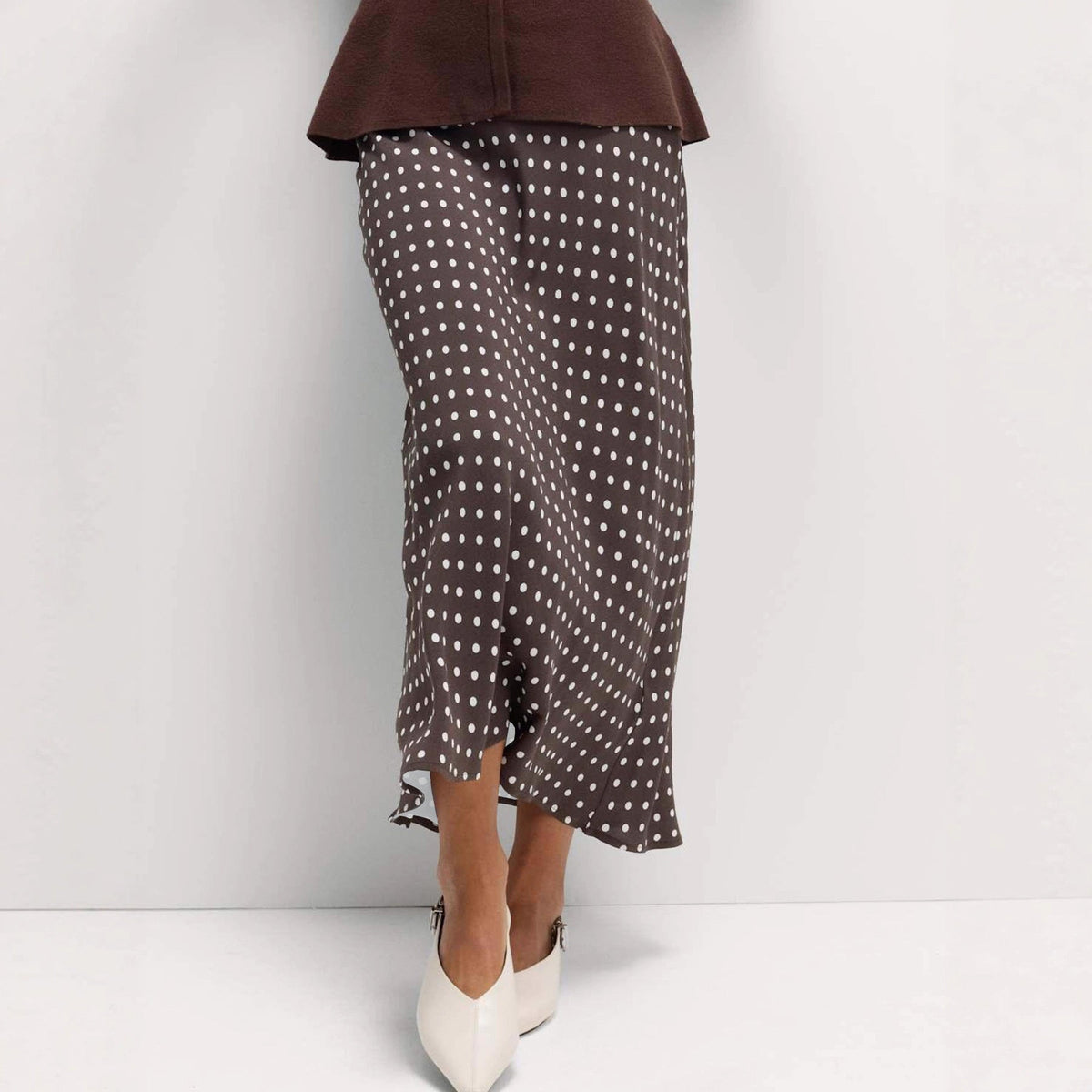 Damen Fließender Maxirock mit Polka-Dots EB