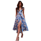 Damen Blumenkleid mit eleganten Rüschendetails und tailliertem Schnitt EB
