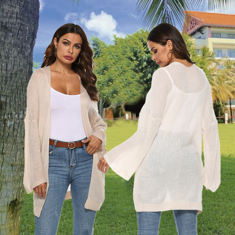Damen Longstrickjacke mit lässigem Schnitt und weiten Ärmeln EB