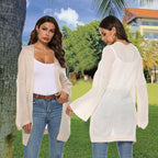 Damen Longstrickjacke mit lässigem Schnitt und weiten Ärmeln EB