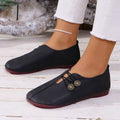 Damen Bequeme Ballerina-Schuhe mit dekorativem Knopf-Detail EB
