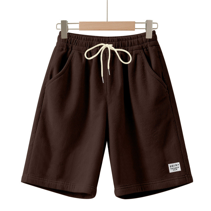 Knielange Lounge-Shorts für Herren in Rippenstruktur mit Kordelzug