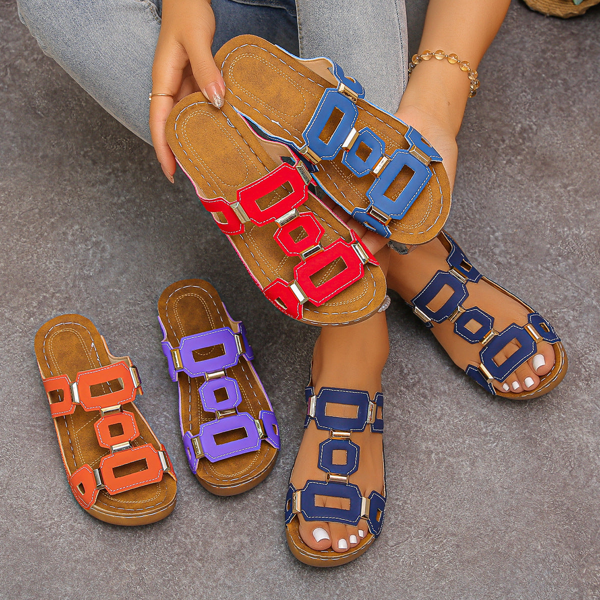 Damen Bequeme Sandalen mit modischem Riemen-Design EB