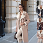 Damen eleganter Übergangs-Mantel mit Teddyfutter und doppelter Knopfleiste EB