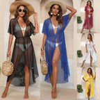 Damen Häkel-Strandüberwurf mit elegantem V-Ausschnitt EB