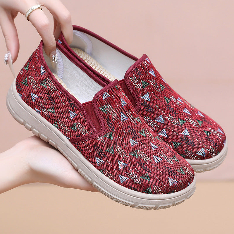 Damen Bequeme Slip-On Schuhe mit farbenfrohem Muster EB