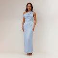 Damen Elegantes Maxikleid mit asymmetrischem Oberteil und figurbetontem Schnitt EB