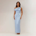 Damen Elegantes Maxikleid mit asymmetrischem Oberteil und figurbetontem Schnitt EB