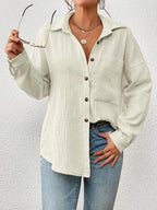 Damen Lässiges Overshirt mit Knopfleiste und Brusttasche EB