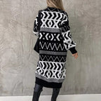 Damen Grobstrick-Cardigan mit grafischem Muster und offenem Schnitt EB