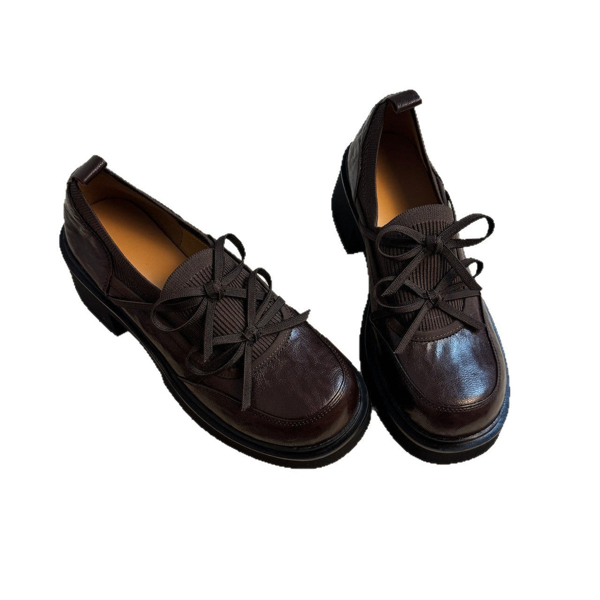 Damen Bequeme Schnürschuhe mit modischem Design und robustem Absatz EB