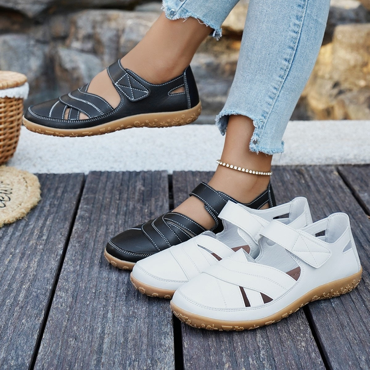 Damen Clogs mit verstellbaren Riemen und rutschfester Sohle EB