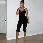 Damen Eleganter Overall mit Rüschendetails und verstellbaren Trägern EB