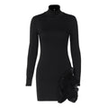 Damen Elegantes Kleid mit hohem Kragen und Rüschendetails EB
