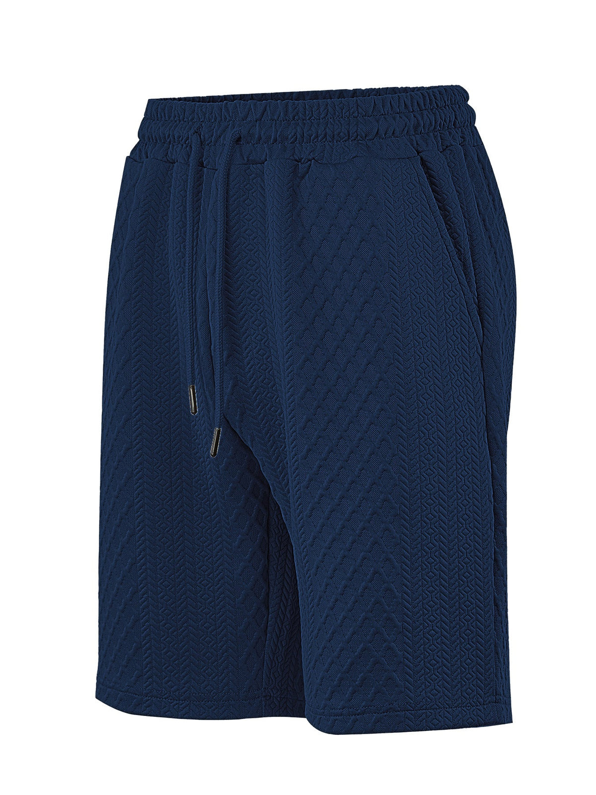 Strukturierte Herren-Loungeshorts mit elastischem Bund, Kordelzug und Seitentaschen