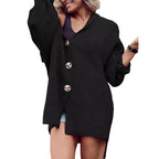 Damen Grobstrickjacke mit weiten Ärmeln und Kapuze EB
