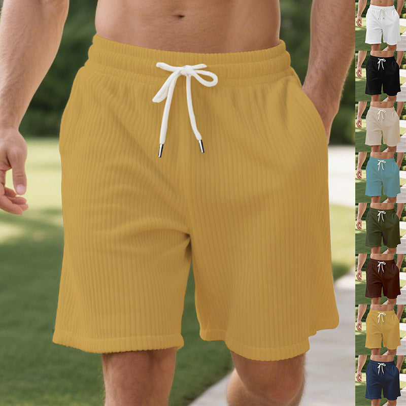 Herren nan gerippte Jersey-Shorts mit elastischem Bund, dekorativem Kordelzug und seitlichen Eingrifftaschen EB