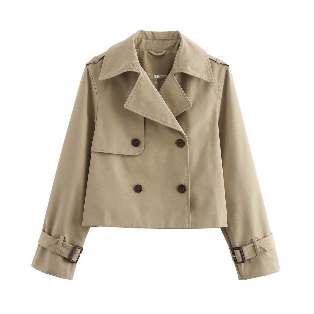 Damen cropped Trenchjacke mit exklusivem Schnitt und praktischen Taschen EB
