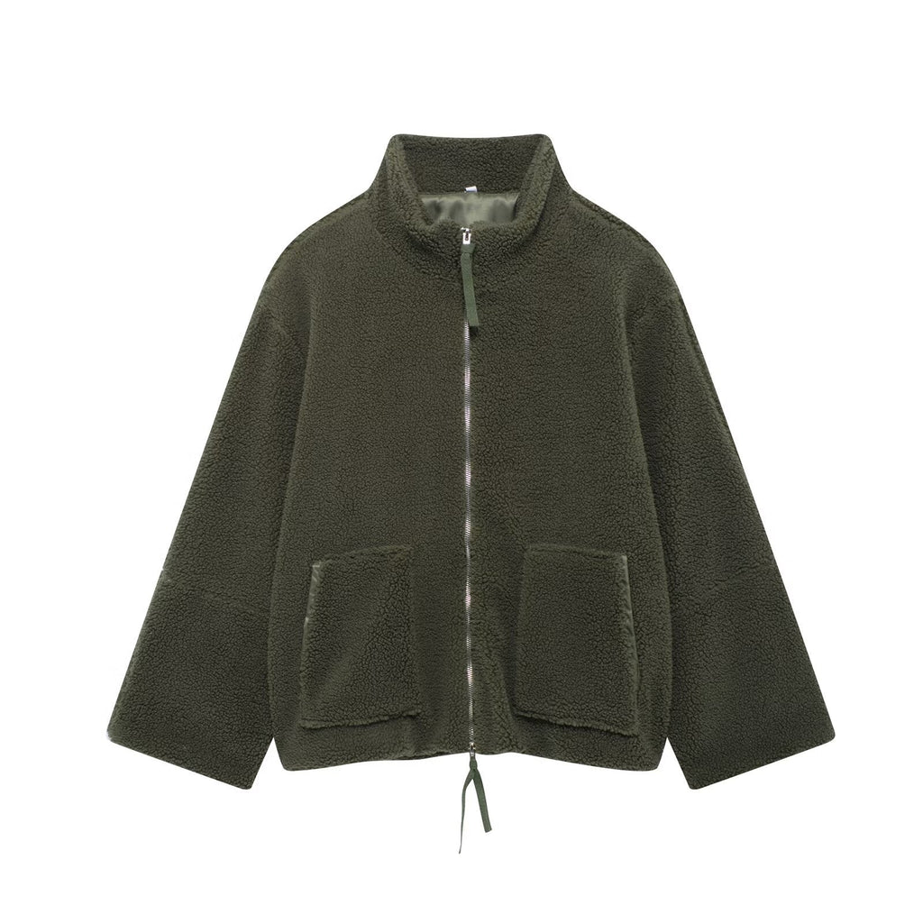 Damen Fleecejacke mit hohem Kragen und praktischen Taschen EB