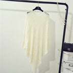 Damen eleganter Poncho mit dekorativem Häkelmuster EB