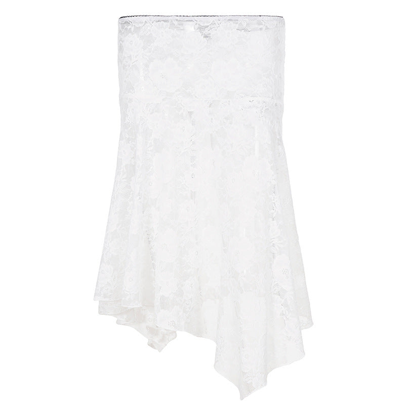 Damen eleganter Spitzenrock mit asymmetrischem Schnitt EB