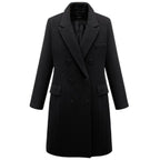 Damen eleganter doppelt-geknöpfter Wollmantel mit Taschen EB