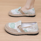 Damen bequeme Slip-On Freizeitschuhe mit floralem Dekor EB