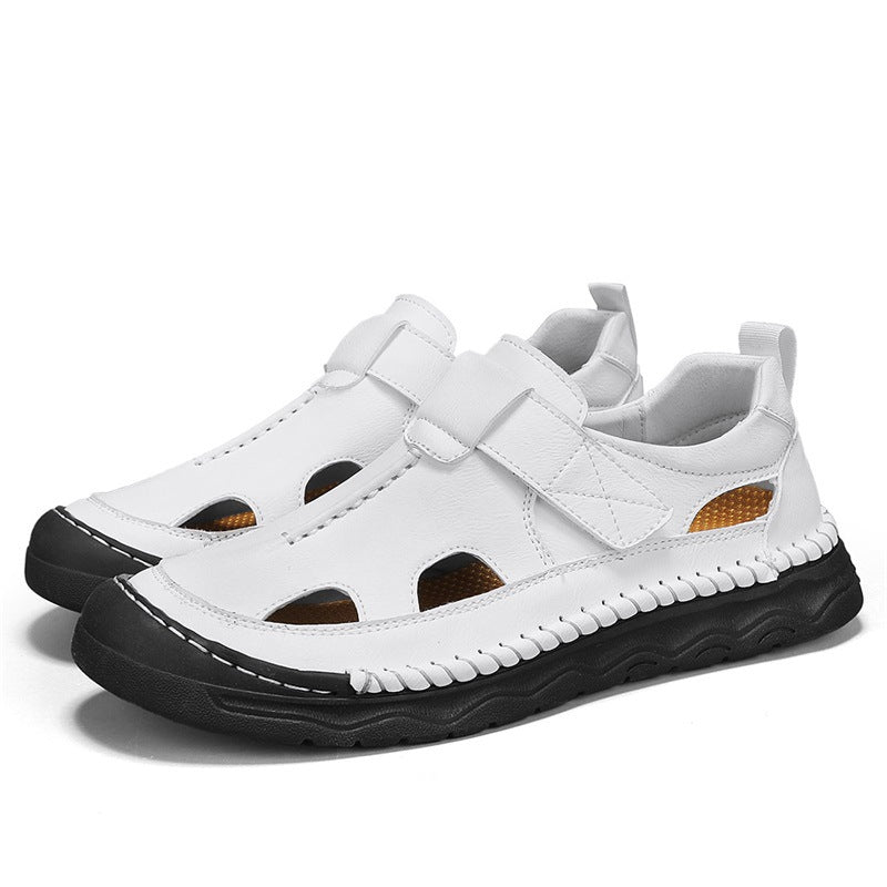 Damen Bequeme Leder-Sandalen mit verstellbarem Riemen und rutschfester Sohle EB