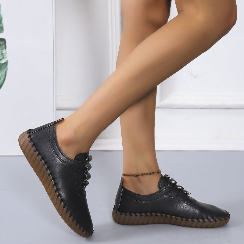 Damen bequeme Schnürschuhe aus atmungsaktivem Kunstleder EB