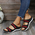 Damen bequeme und luftige Sandalen mit elastischem Riemendesign EB